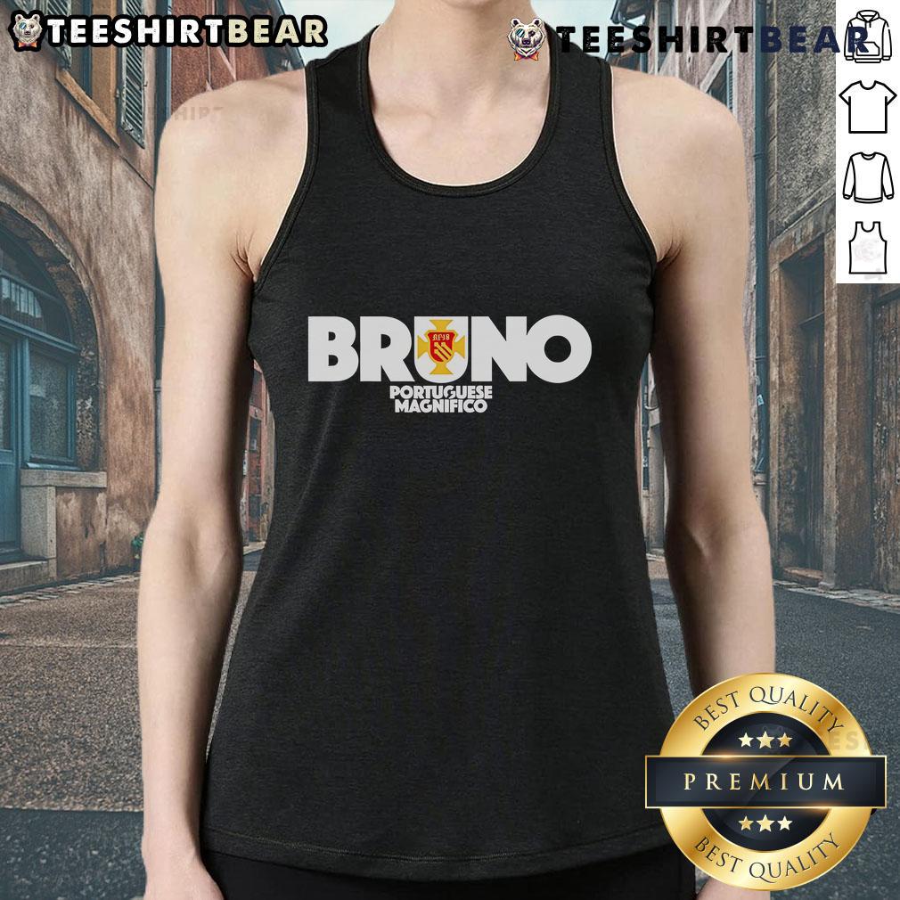Top Manchester United F.C. Bruno Portuguese Magnifico Tank Top Alt Text: Bruno Fernandes Manchester United F.C. tank top featuring vibrant design, showcasing the Portuguese football star.