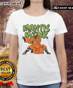 Stylish Top Mantis Monk Ladies Tee featuring a unique design, perfect for casual wear and nature enthusiasts.