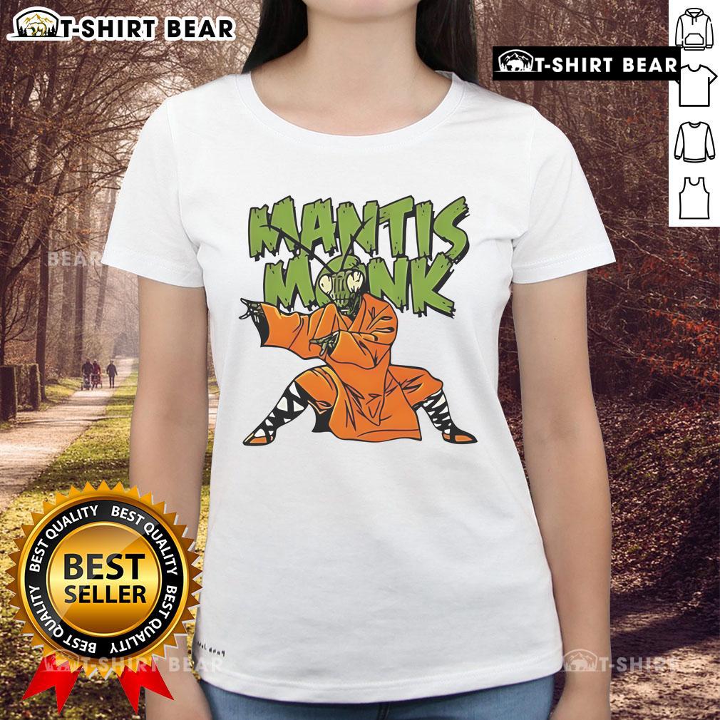 Top Mantis Monk Ladies Tee Stylish Top Mantis Monk Ladies Tee featuring a unique design, perfect for casual wear and nature enthusiasts.