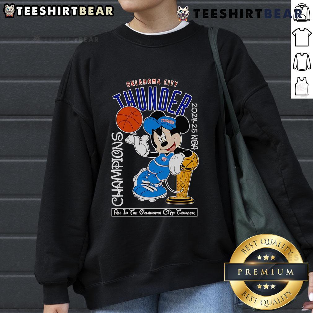 Top Mickey Mouse Oklahoma City Thunder 2024 25 Nba Champions Sweatshirt Top Mickey Mouse Oklahoma City Thunder 2024-25 NBA Champions sweatshirt featuring vibrant colors and iconic design.