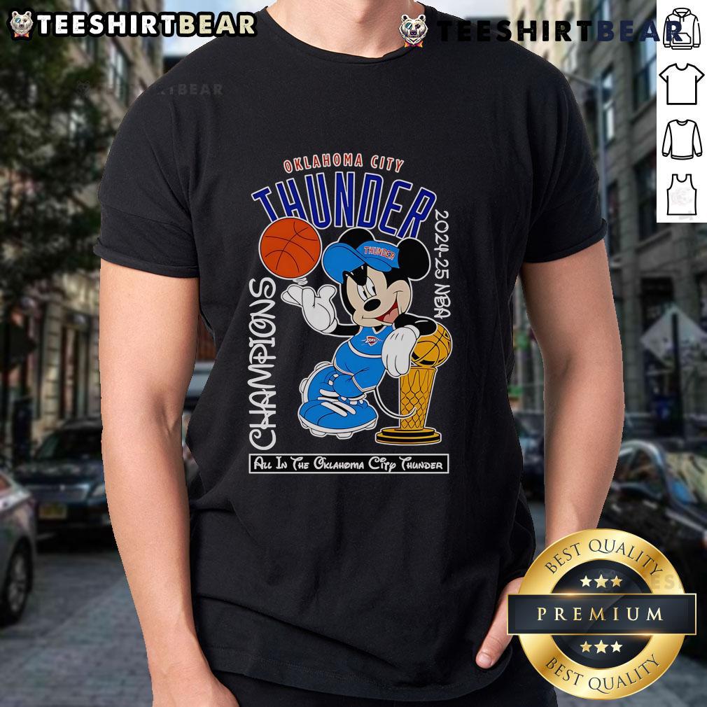 Top Mickey Mouse Oklahoma City Thunder 2024 25 Nba Champions T Shirt Alt Text: Top Mickey Mouse Oklahoma City Thunder 2024-25 NBA Champions T-Shirt featuring vibrant design and team logo.