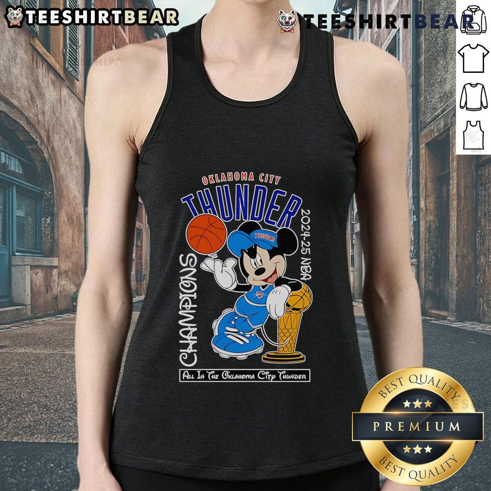 Top Mickey Mouse Oklahoma City Thunder 2024 25 Nba Champions Tank Top Top Mickey Mouse Oklahoma City Thunder 2024-25 NBA Champions Tank Top featuring colorful graphics and team logo.