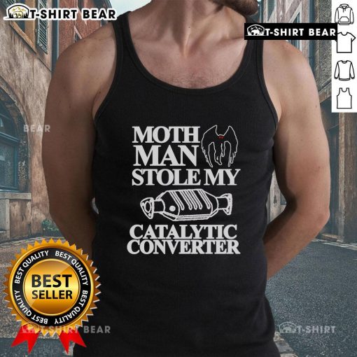 Top Month Man Stolen My Catalytic Converter Tank Top design featuring bold text and vibrant colors for car enthusiasts.
