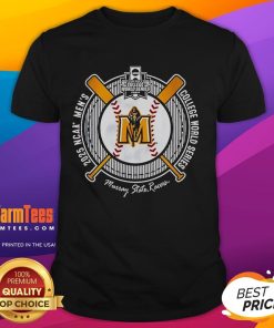 Alt Text: Murray State Racers College World Series 2025 baseball NCAA T-shirt featuring team colors and logo.