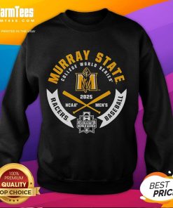 Alt Text: 2025 Murray State Racers College World Series baseball sweatshirt in blue, showcasing team spirit and athletic style.