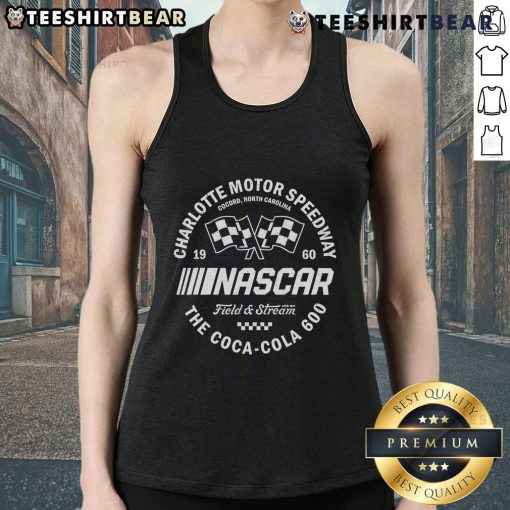 Alt Text: Top NASCAR Field and Stream Charlotte Coca-Cola 600 tank top featuring vibrant graphics and a comfortable fit.