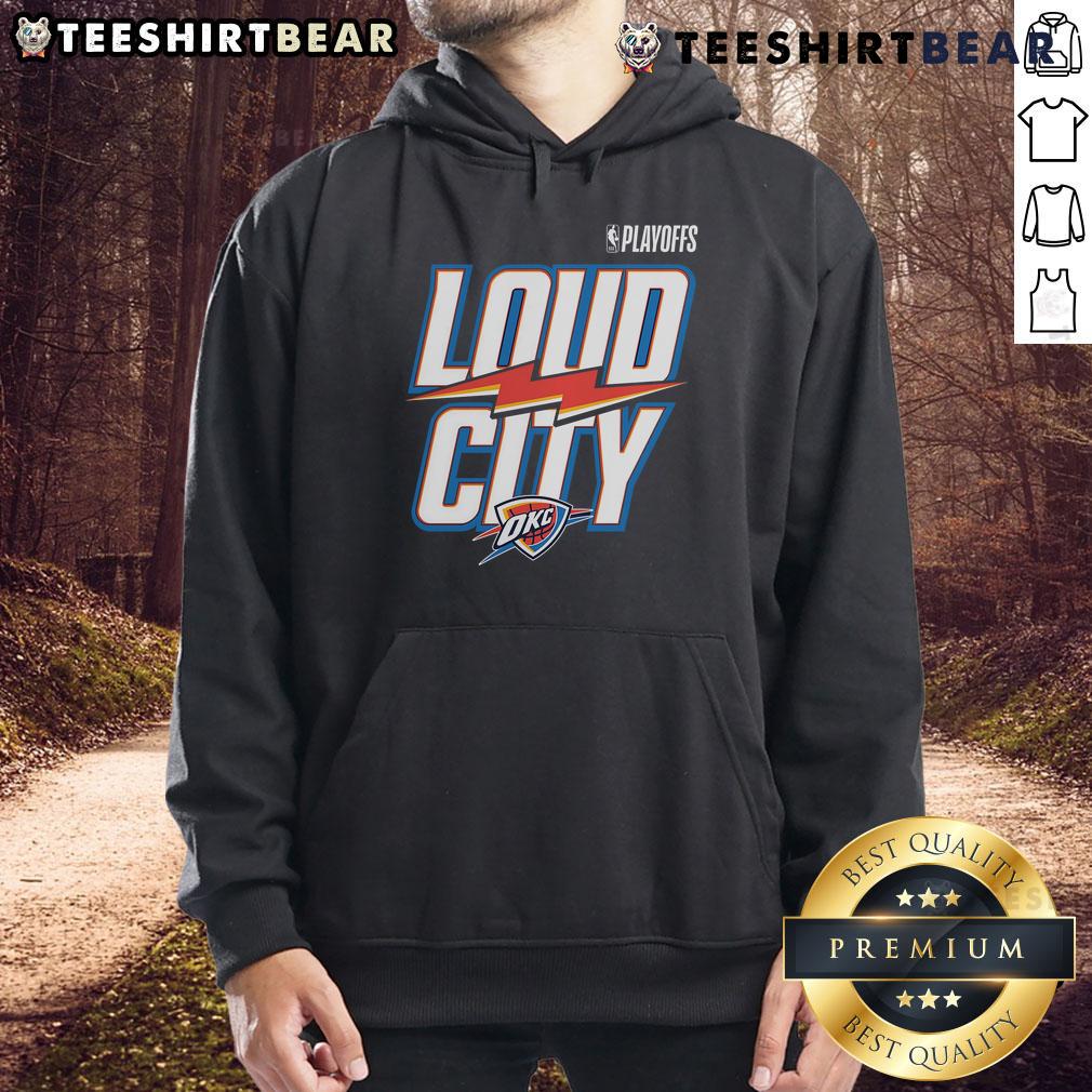 Top Navy Oklahoma City Thunder 2025 Nba Playoffs Loud City Slogan Hoodie Top Navy Oklahoma City Thunder 2025 NBA Playoffs hoodie featuring Loud City slogan, perfect for fans and game day.