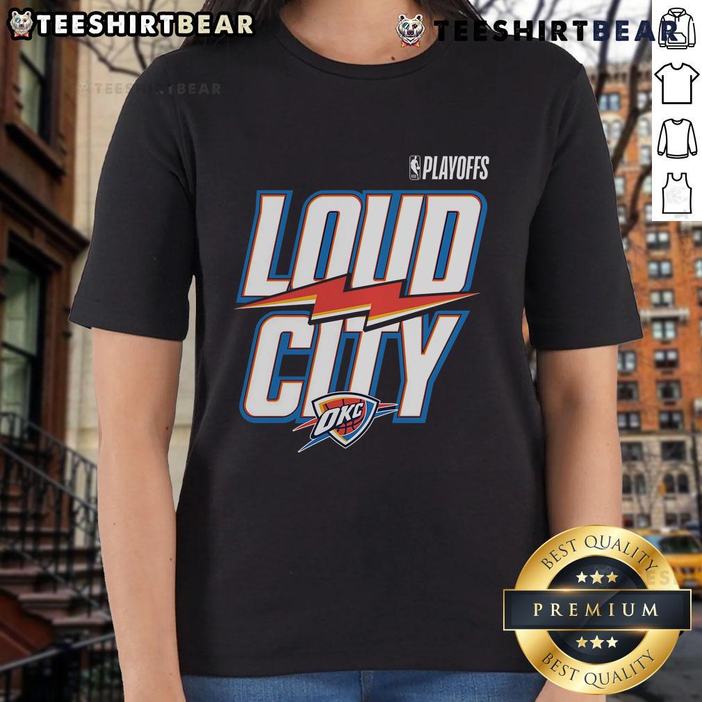 Top Navy Oklahoma City Thunder 2025 Nba Playoffs Loud City Slogan Ladies Tee Top Navy Oklahoma City Thunder 2025 NBA Playoffs Loud City slogan ladies tee showcasing team spirit and style.