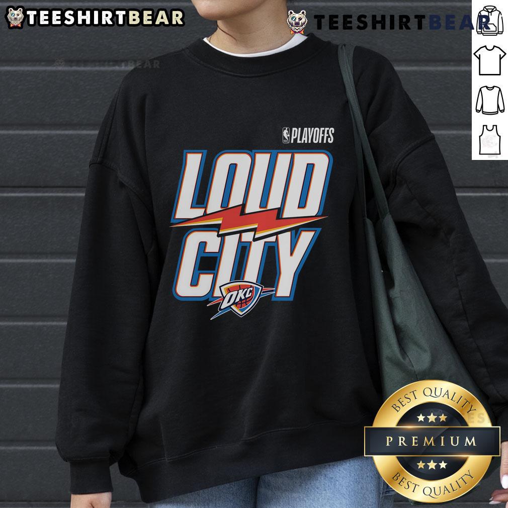 Top Navy Oklahoma City Thunder 2025 Nba Playoffs Loud City Slogan Sweatshirt Top Navy Oklahoma City Thunder 2025 NBA Playoffs Loud City slogan sweatshirt featuring team logo and vibrant design.