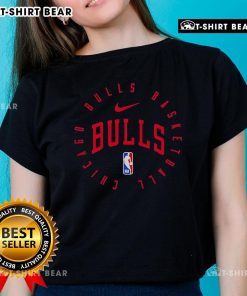 Stylish Chicago Bulls 2025 ladies tee featuring team colors and logo, perfect for female basketball fans.