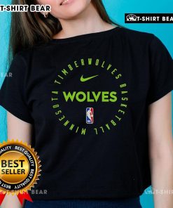 2025 Minnesota Timberwolves ladies tee featuring team colors and logo, perfect for female NBA fans.