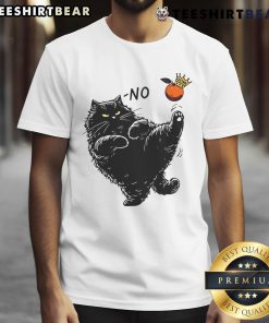 Alt Text: Top No Kings In America black cat orange king t-shirt featuring a playful cat design, perfect for cat lovers.