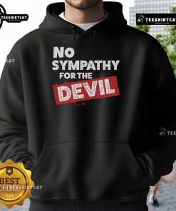 Top No Sympathy For The Devil Hoodie in black, featuring bold graphic design perfect for edgy streetwear style.