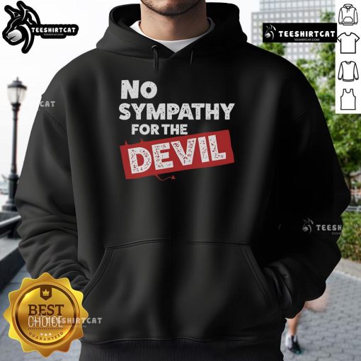 Top No Sympathy For The Devil Hoodie in black, featuring bold graphic design perfect for edgy streetwear style.
