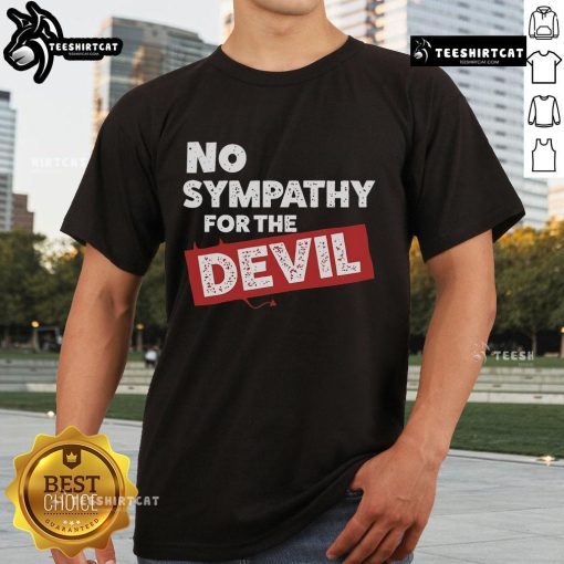 Alt Text: Trendy 'No Sympathy For The Devil' T-Shirt showcasing bold graphics and stylish design for music lovers and fashion enthusiasts.