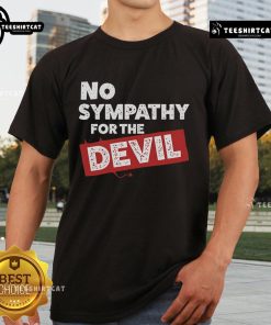 Alt Text: Trendy 'No Sympathy For The Devil' T-Shirt showcasing bold graphics and stylish design for music lovers and fashion enthusiasts.