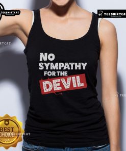 Top No Sympathy For The Devil tank top featuring bold graphic design, perfect for edgy fashion lovers.