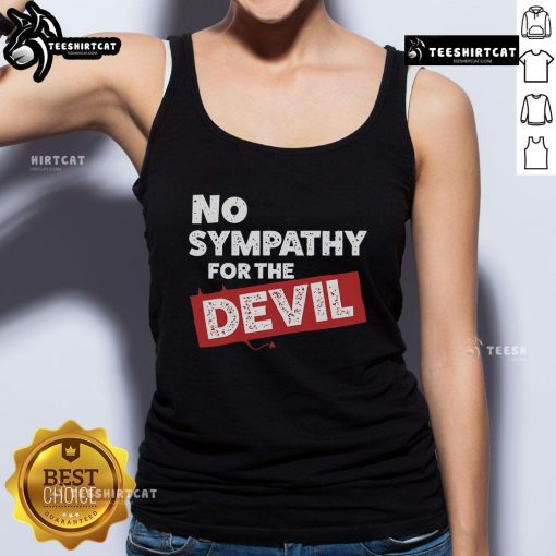 Top No Sympathy For The Devil tank top featuring bold graphic design, perfect for edgy fashion lovers.