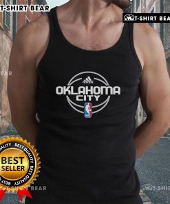 Oklahoma City Thunder basketball logo tank top featuring vibrant colors and team branding for NBA fans.