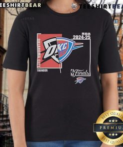 Stylish Oklahoma City Thunder NBA Finals 2024-2025 ladies tee featuring team colors and logo, perfect for fans.