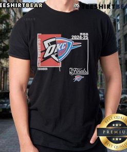 Top Oklahoma City Thunder NBA Finals 2024-2025 T-Shirt featuring vibrant team colors and logo, perfect for fans.
