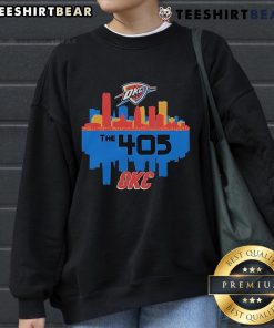 Top Oklahoma City Thunder Stadium sweatshirt featuring The 405 OC Cities design, perfect for fans and sports enthusiasts.