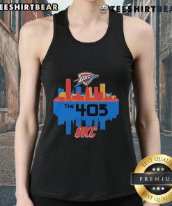 Alt Text: Stylish 'Top Oklahoma City Thunder Stadium' tank top featuring The 405 OC Cities logo, perfect for fans and summer wear.