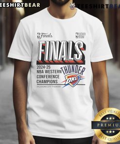 2025 Western Conference Champions Locker Room T-Shirt for Oklahoma City Thunder in steel color, stylish and commemorative.