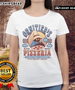 Vintage ladies tee featuring the Top Orniter Pizzeria logo, perfect for pizza lovers and retro fashion enthusiasts.