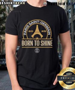 Alt Text: Top Paris Saint-Germain 2025 Born To Shine T-Shirt featuring vibrant design and the PSG logo, perfect for fans.