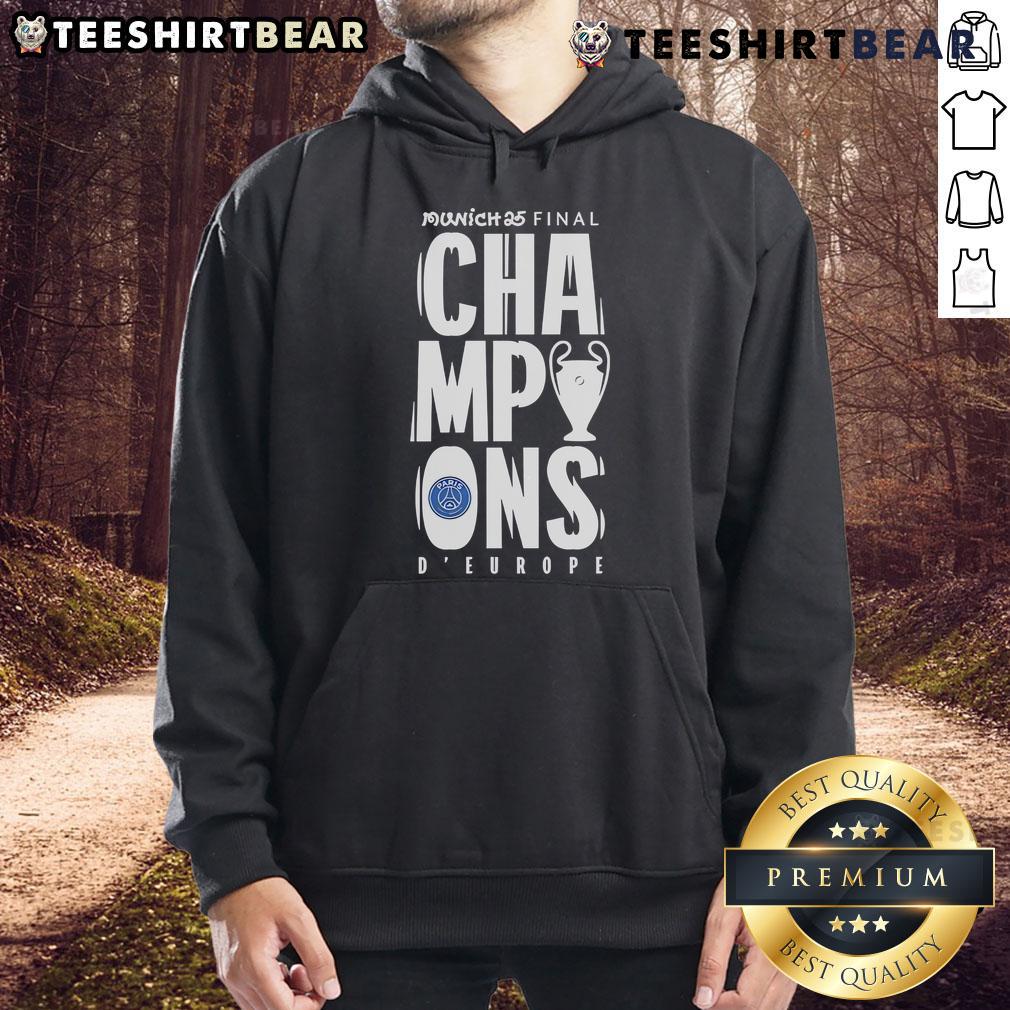 Top Paris Saint Germain Ucl Champions Munich 2025 D’ Europe Hoodie Top Paris Saint-Germain UCL Champions Munich 2025 hoodie featuring team logo and stylish design for fans.