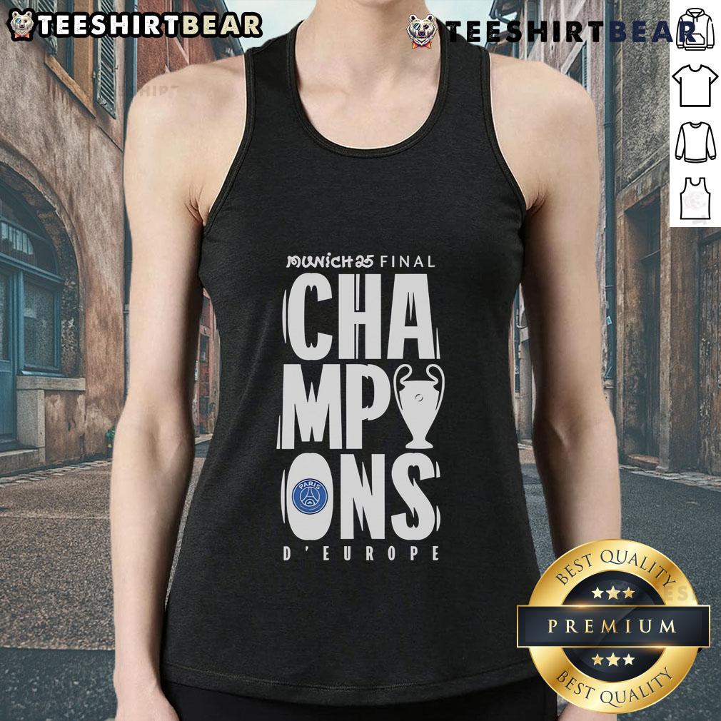 Top Paris Saint Germain Ucl Champions Munich 2025 D’ Europe Tank Top Top Paris Saint-Germain UCL Champions Munich 2025 D Europe Tank Top featuring PSG logo and vibrant design.