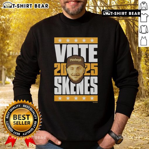Top Paul Skenes 2025 Vote Sweatshirt in navy blue, featuring bold graphic design and comfortable fit for supporters.