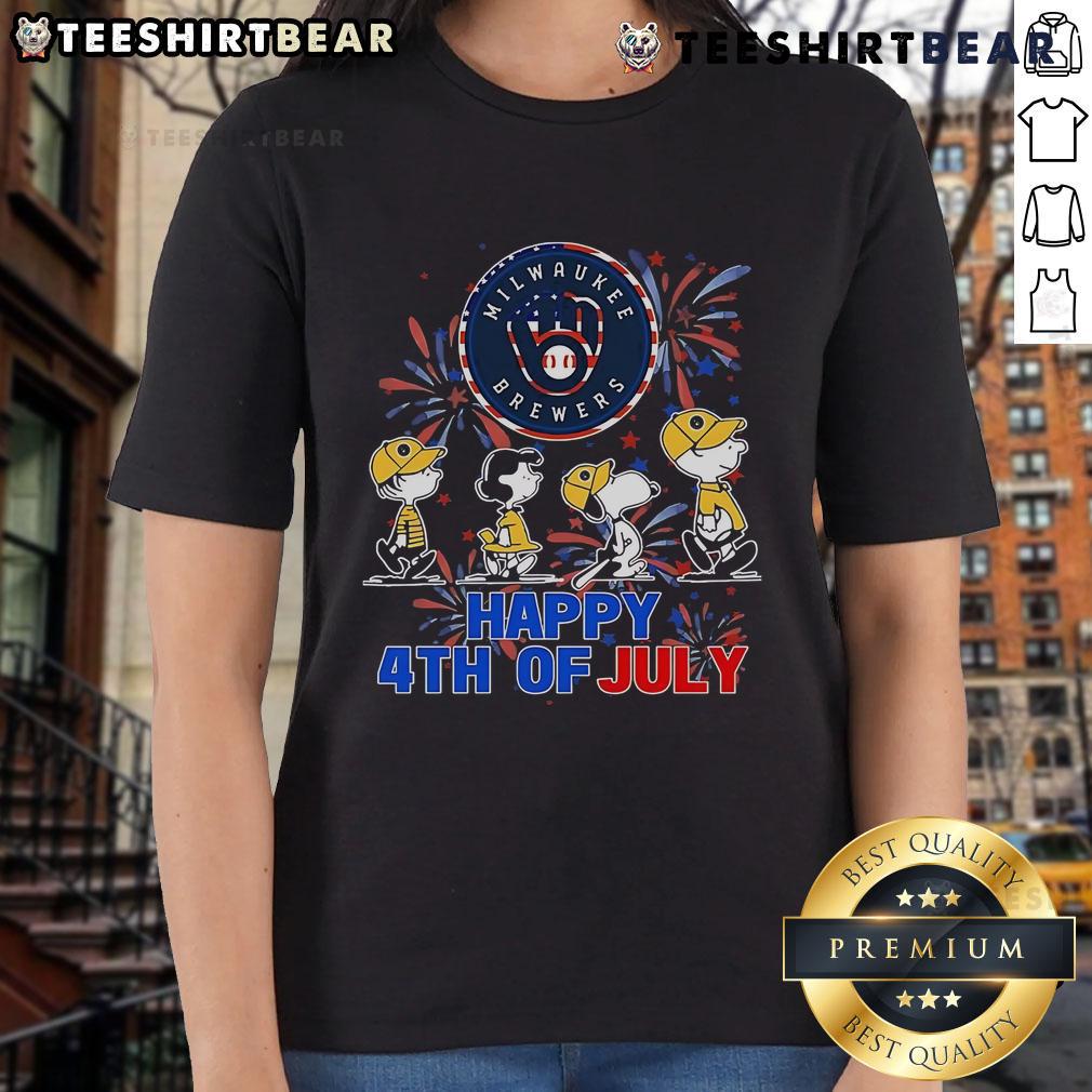 Top Peanuts Milwaukee Brewers Snoopy Charlie Brown Happy 4th Of July Baseball Ladies-Tee Top Peanuts Milwaukee Brewers Snoopy Charlie Brown Happy 4th of July baseball ladies tee shirt design featuring festive graphics.