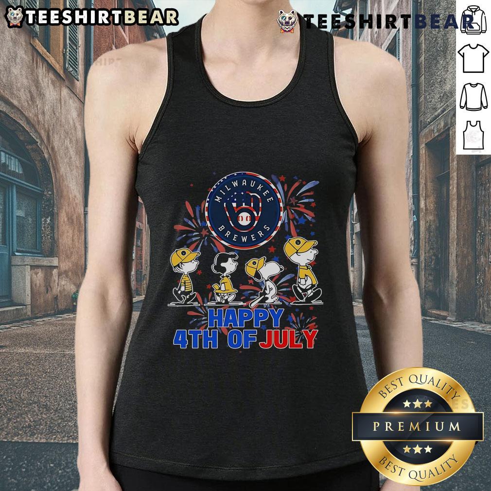 Top Peanuts Milwaukee Brewers Snoopy Charlie Brown Happy 4th Of July Baseball Tank Top Top Peanuts Milwaukee Brewers Snoopy Charlie Brown 4th of July baseball tank top featuring festive design.