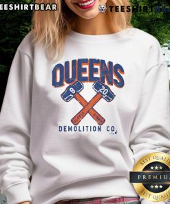 Pete Alonso and Brandon Nimmo wearing Queens Demolition Co sweatshirt, showcasing MLB team spirit and style.