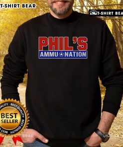 Top Phil's Ammu Nation GTA VI sweatshirt featuring iconic design and vibrant colors for gamers and fans.