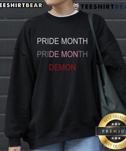 Colorful Top Pride Month Demon Sweatshirt featuring vibrant designs celebrating LGBTQ+ pride and individuality.