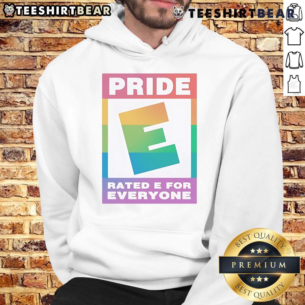 Top Pride Rated E For Everyone Logo Hoodie Top Pride Rated E for Everyone Logo Hoodie featuring vibrant colors and inclusive design, perfect for gamers and allies.