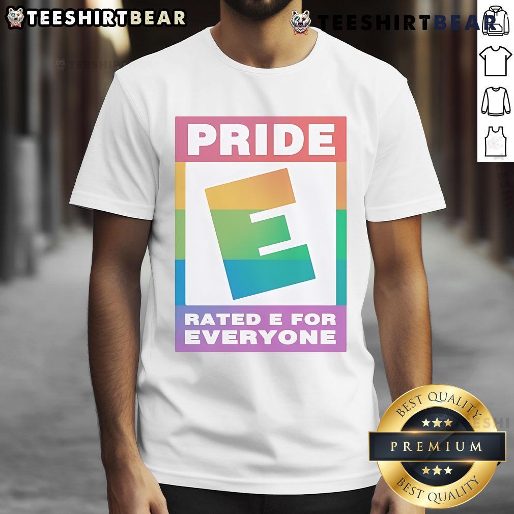 Top Pride Rated E For Everyone Logo T Shirt Top Pride Rated E For Everyone Logo T-Shirt featuring vibrant colors and inclusive design for all ages.