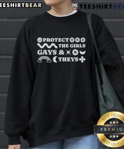 Top Protect The Girls Gays And Theys Sweatshirt in vibrant colors, promoting inclusivity and LGBTQ+ pride.