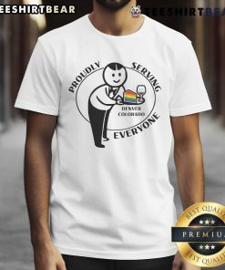 Top Proudly Serving Everyone Denver Colorado LGBT T-Shirt featuring vibrant colors and inclusive design for pride celebrations.