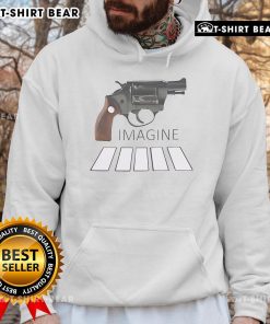 Top Revolver Imagine Gun hoodie featuring a unique Abbey Road crosswalk design for music and fashion enthusiasts.