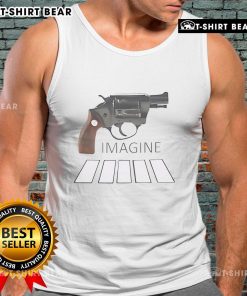 Top Revolver Imagine Gun Abbey Road Crosswalk tank top featuring iconic Beatles imagery, perfect for music lovers.