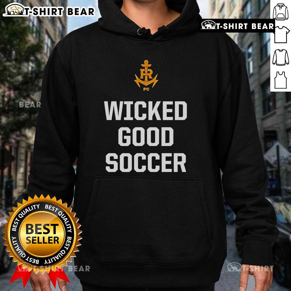 Top Rhode Island Fc Wicked Good Soccer Hoodie Top Rhode Island FC Wicked Good Soccer Hoodie in navy blue with team logo, perfect for fans and casual wear.