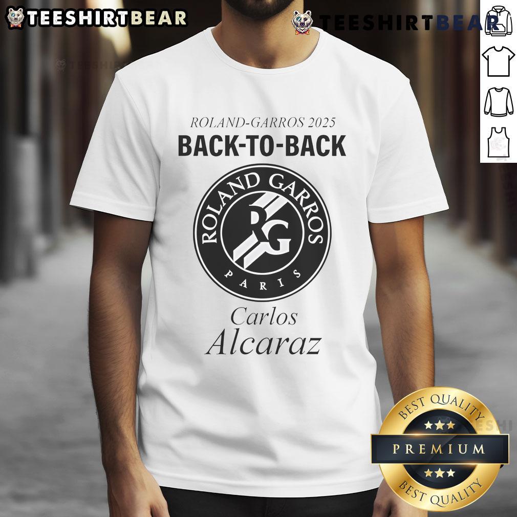 Top Roland Garros 2025 Back To Back Carlos Alcaraz T Shirt Top Roland Garros 2025 Back To Back Carlos Alcaraz T-Shirt featuring vibrant design celebrating tennis champion.