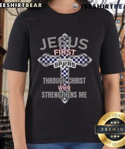 Top San Antonio Spurs Jesus Tee for ladies, featuring 'Through Christ Who Strengthens Me' design, perfect for fans.