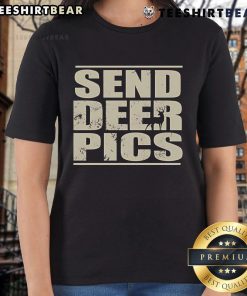 Top Send Deer Pics Ladies Tee featuring a stylish deer graphic on a comfortable women's t-shirt, perfect for nature lovers.