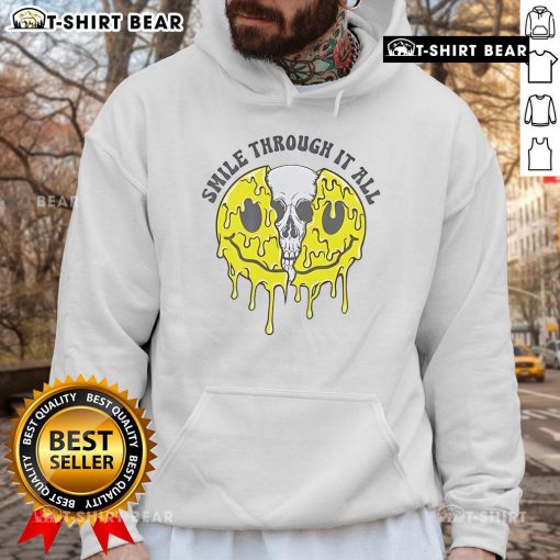 Top Skull Smile Through It All Hoodie featuring a vibrant skull graphic and cozy design, perfect for casual wear.