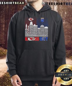 Alt Text: Kansas City Chiefs and Royals hoodie featuring a vibrant skyline design, perfect for sports fans.